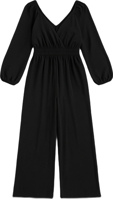 Women's V-Neck Long Sleeve Wide Leg Jumpsuit