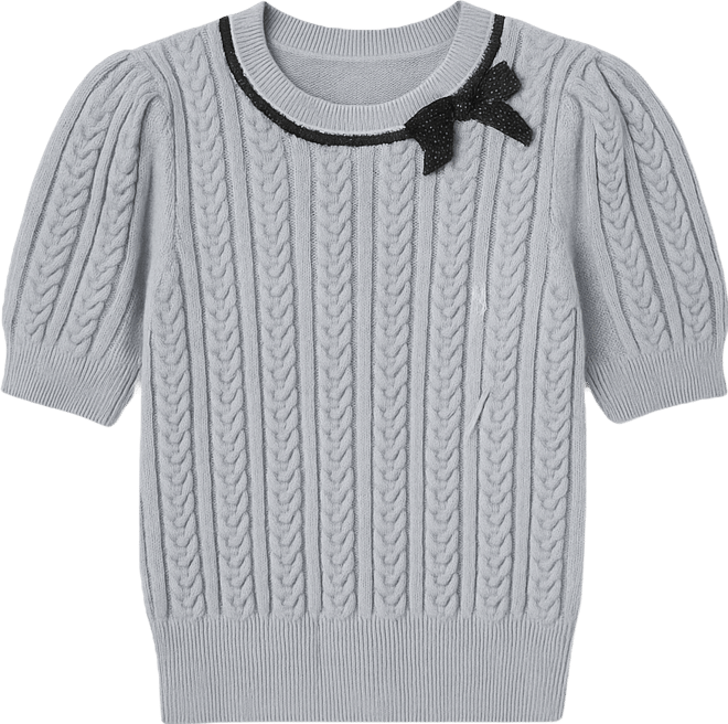 Women's Big Bow Puff Sleeve Knit Top