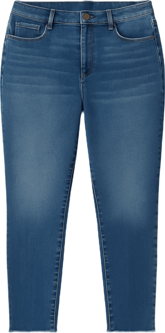 Women's Denim High Rise Ankle Skinny frayed hem in 28" inseam