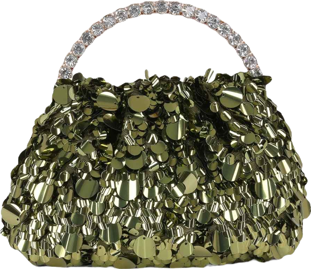 Woman's Holly Crinkle Sequin Crystal Handle Pouch