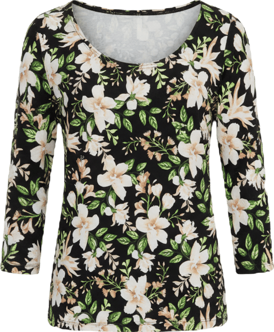 Petite Bethany Bouquet 3/4-Sleeve Top, Macy's Exclusive