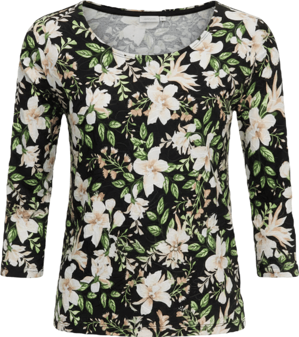 Women's Floral Bouquet Jacquard 3/4-Sleeve Top, Macy's Exclusive