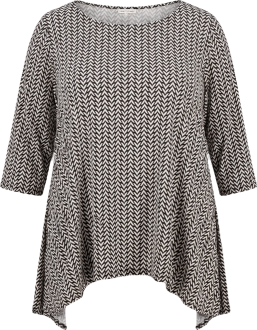 Plus Size Chevron-Print Handkerchief-Hem Top, Macy's Exclusive