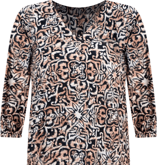 Plus Size Printed V-Neck Jacquard Top, Macy's Exclusive