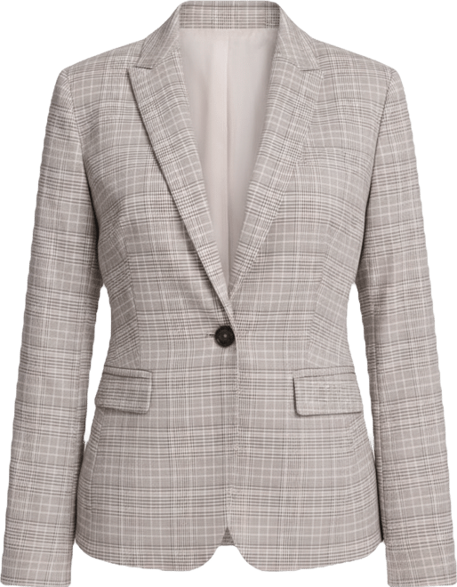 Women's Plaid One Button Blazer Jacket