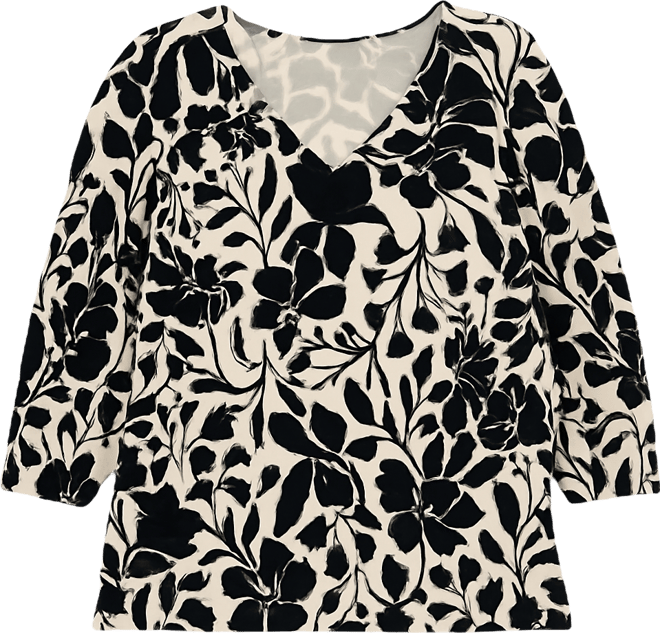 Plus Size Printed V-Neck Jacquard Top, Macy's Exclusive