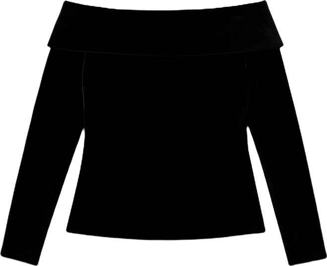 Plus Size Fold Shoulder Long Sleeve Knit Top