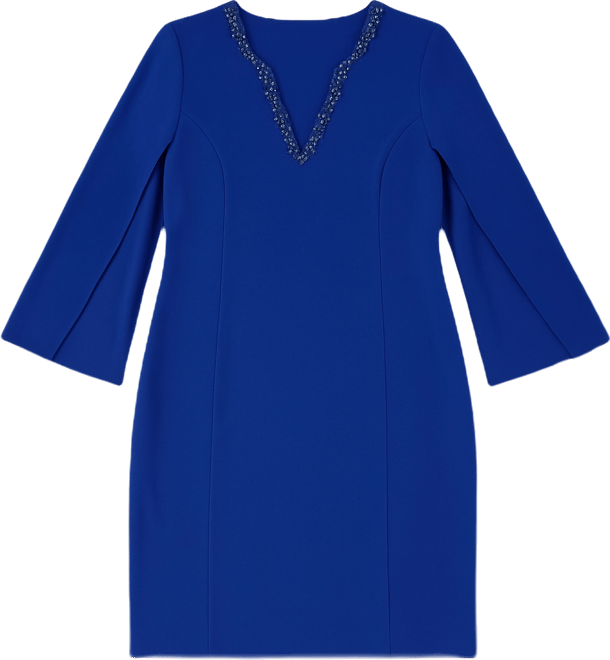 Plus Size Beaded Split-Sleeve Dress