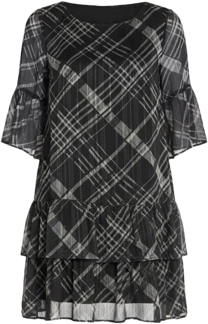 Women's Printed Tiered Hem Dress with Detachable Necklace