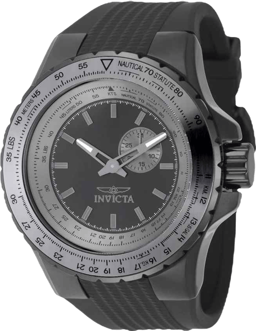 Men's 49728 Aviator Quartz VD72 Black Dial Watch