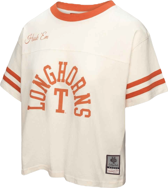 Women's Cream Texas Longhorns Cropped Ringer T-Shirt