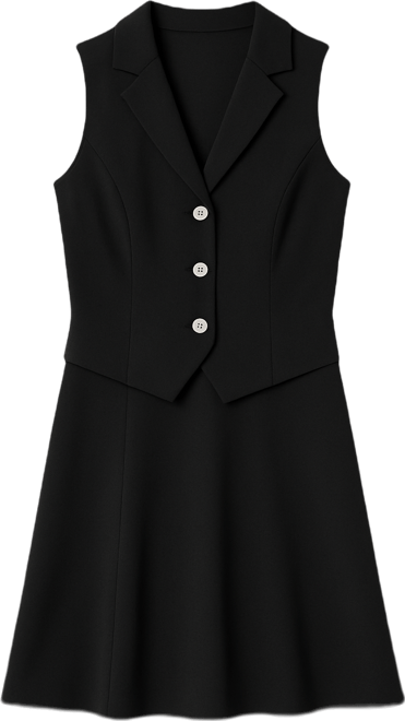 Petite Button-Front Combo Shift Dress