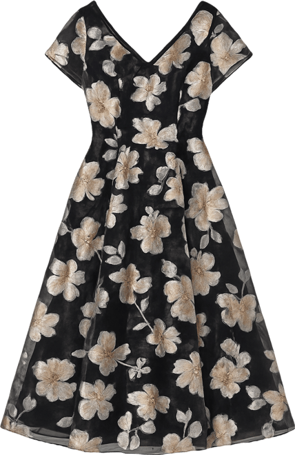 Women's V-Neck Organza Midi Dress