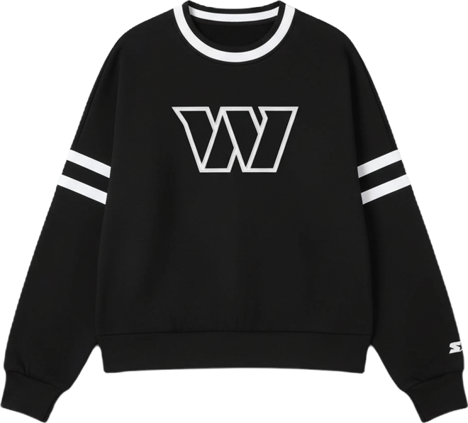 Women's Black Washington Commanders Rally Drop Shoulder Cropped Sweatshirt