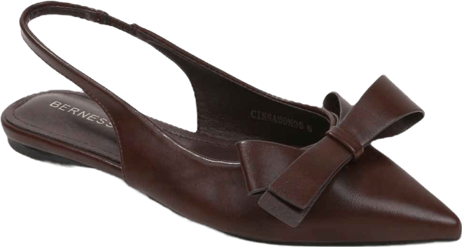 Cinnamon Slingback Flats with Asymmetrical Bow