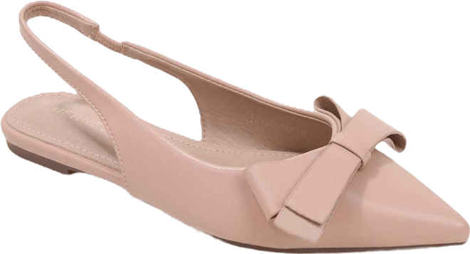 Cinnamon Slingback Flats with Asymmetrical Bow