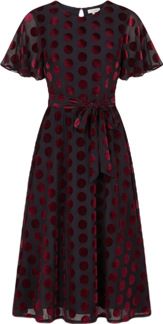 Women's Velour Spot Midi Skater Dress