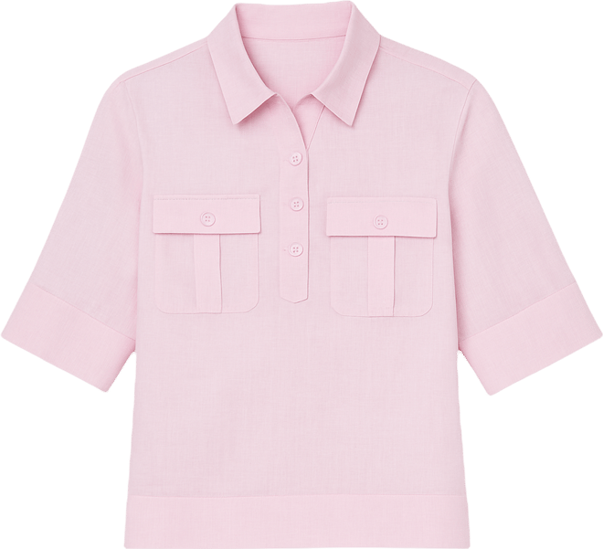 Women's 100% Linen Solid Half-Placket Elbow-Sleeve Blouse, Macy's Exclusive