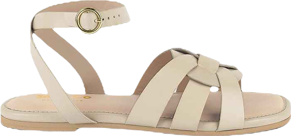 Womens Ashton Beige Flat Ankle Strap Sandals