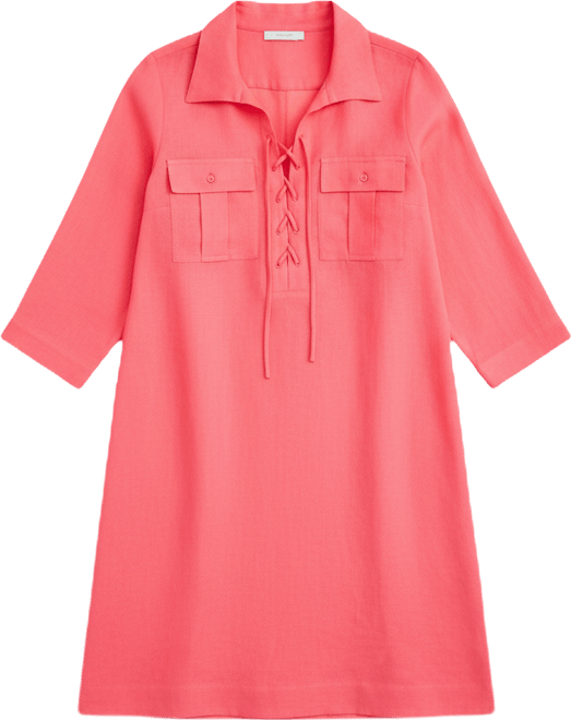 Women's 100% Linen Lace-Up 3/4-Sleeve Utility Dress, Macy's Exclusive