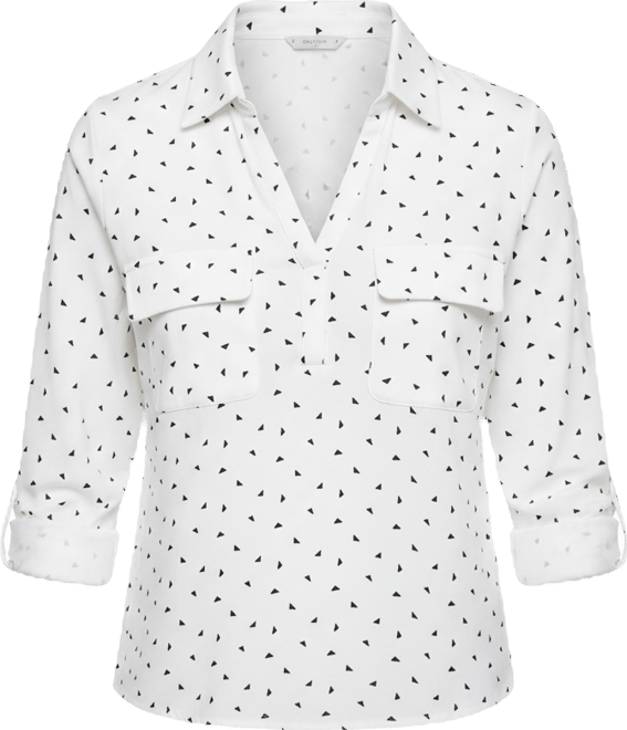 Women's Printed Collared Knit Roll-Sleeve Top, Macy's Exclusive