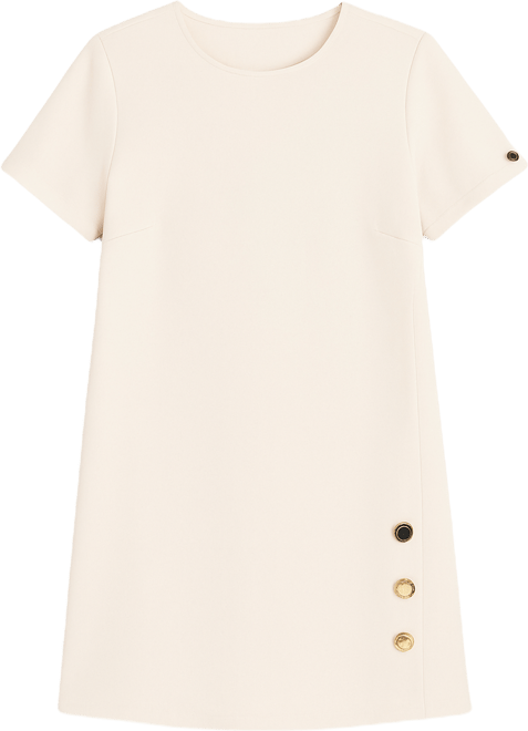 Women's Short-Sleeve with Buttons Shift Dress