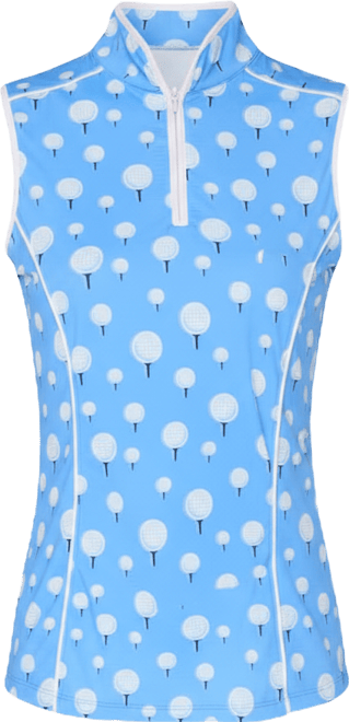 Women's Sleeveless Piping Mock Neck Top.