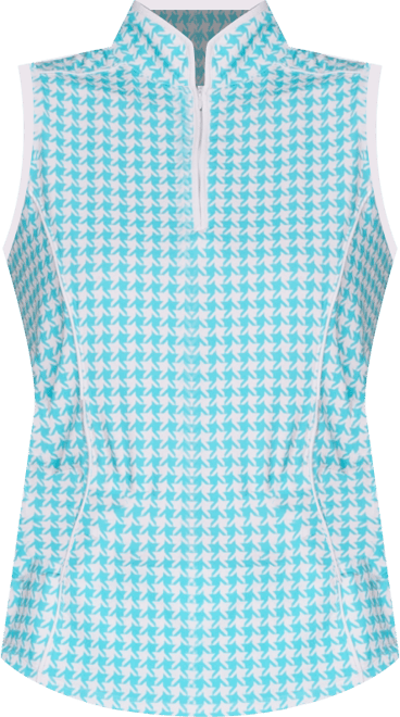 Women's Sleeveless Piping Mock Neck Top.