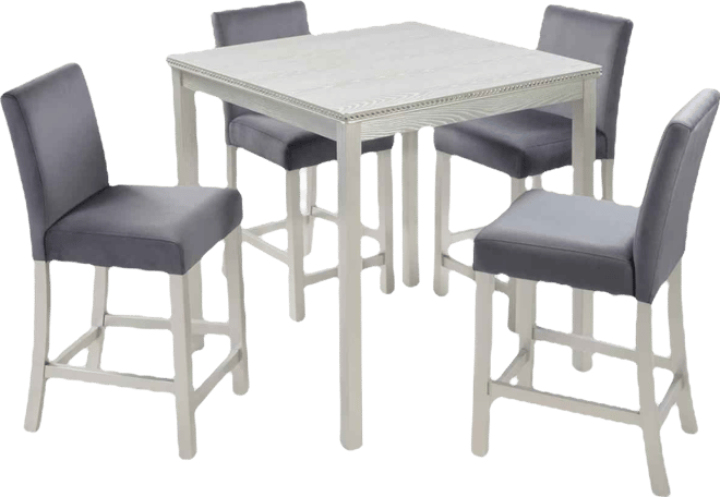 5-Piece Counter Height Dining Set with 34.5" Square Table and 4 Upholstered Chairs for Small Dining Rooms or Apartment
