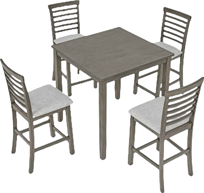 5-Piece Counter Height Dining Table and Chairs Set, Bar Table with Upholstered Stools for Kitchen or Apartment
