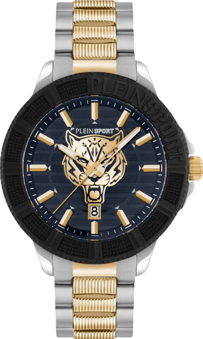 Mens City Rush 3 Hand Date Quartz Two Tone Bracelet 45MM
