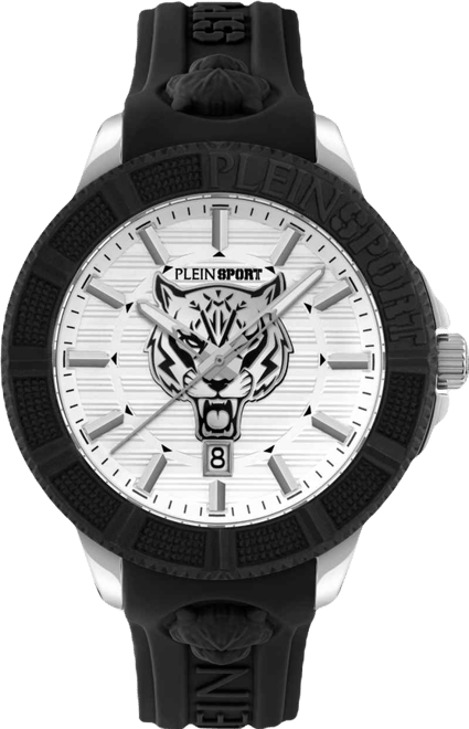 Mens City Rush 3 Hand Date Quartz Black Silicone Strap 45MM