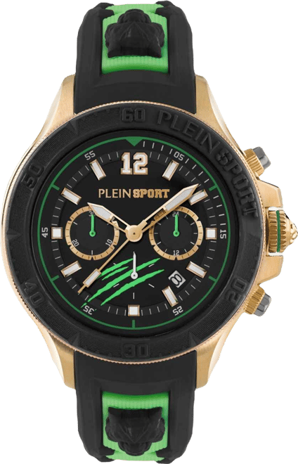 Mens Warrior Tech Chronograph Date Quartz Green Silicone Strap 47.5MM