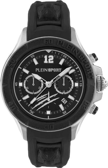 Mens Warrior Tech Chronograph Date Quartz Black Silicone Strap 47.5mm