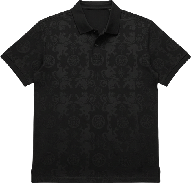 Men's Tonal Jacquard Short-Sleeve Knit Polo Shirt