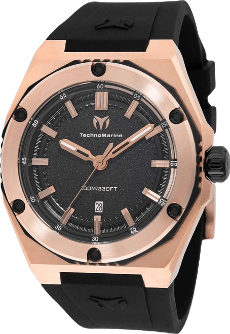 Men's Tm-416071 Coral Quartz 3 Hand Black Dial Watch