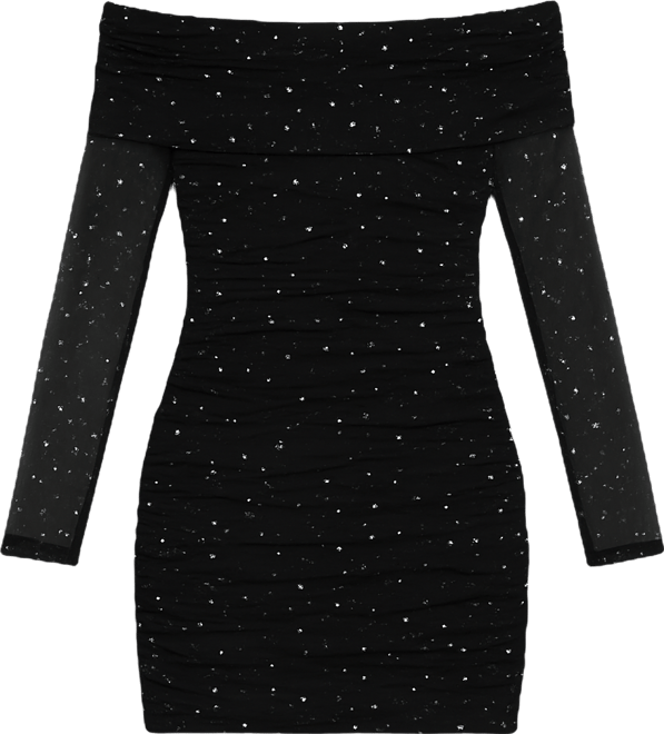 Junior's Off Shoulder Wide Neck Dress