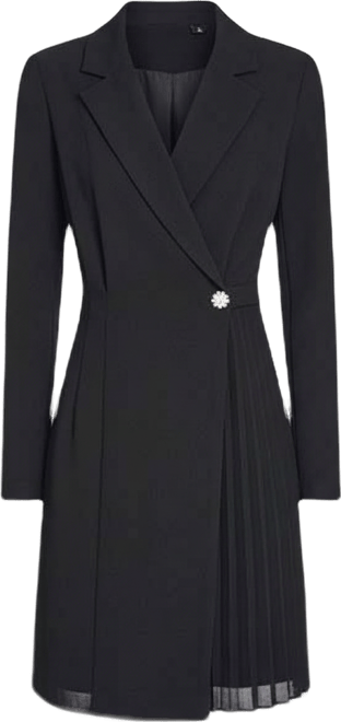 Petite Long-Sleeve Collared Dress