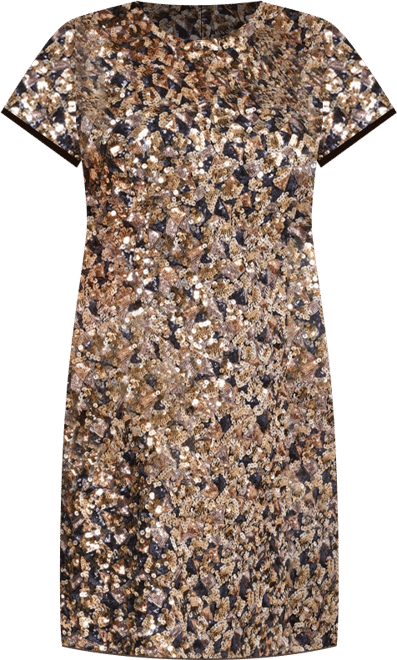 Plus Size Sequin Shirt Swing Short-Sleeve Dress