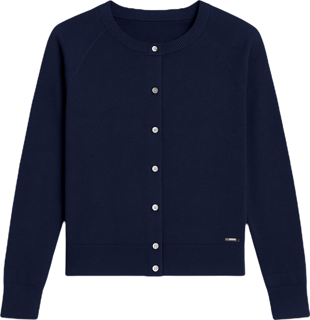 Petite Long-Sleeve Crewneck Cardigan