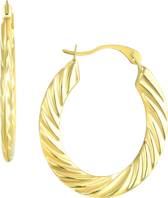 Timeless Cable Oval Hoop Earrings in 10k Yellow Gold