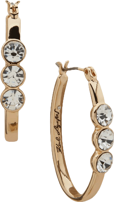 Oval Glass Stone Hoop Earrings