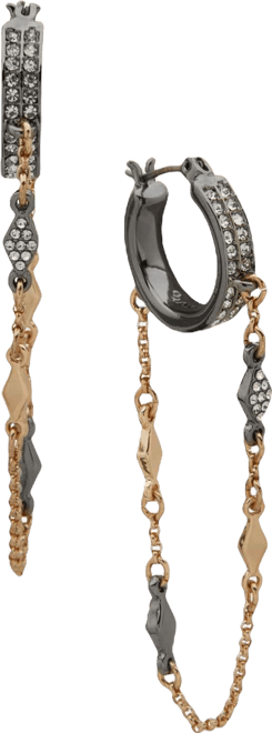 Two-Tone Pave Swag Hoop Earrings