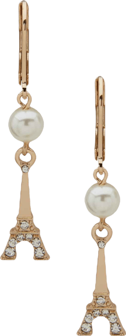 Imitation Pearl Eiffel Double Drop Earrings