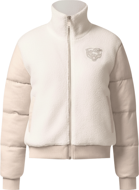 Women's Cream Chicago Bears Cheerleader Sherpa Full-Zip Jacket