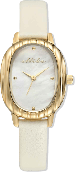 Timeless Texture Gold Plated Leather Watch, 70-110mm