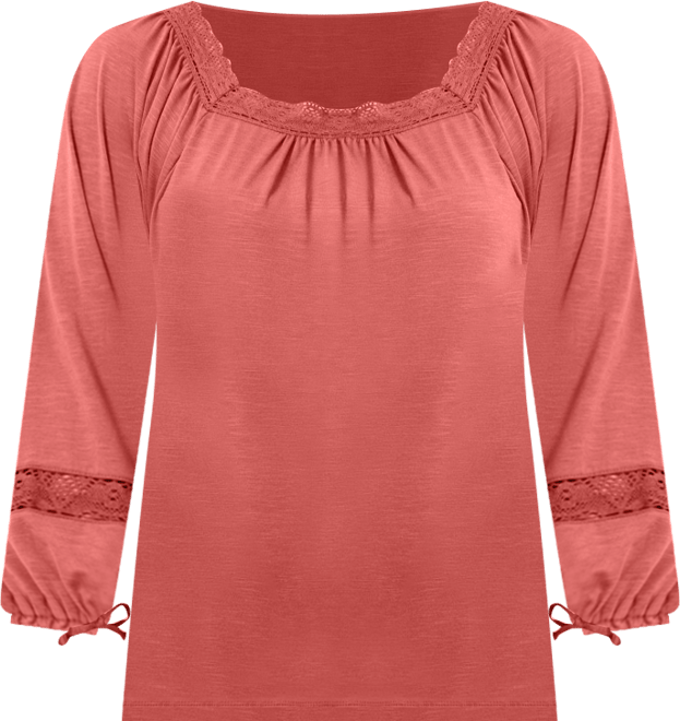 Women's Plus Size Crochet Trim Top