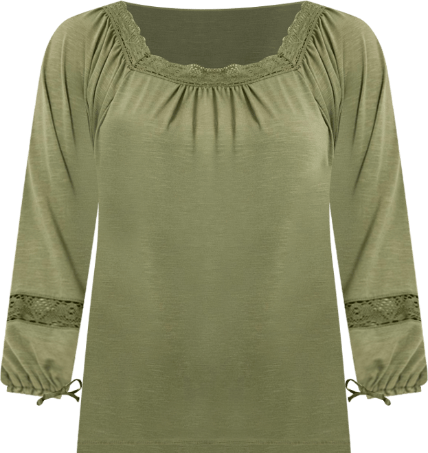 Women's Plus Size Crochet Trim Top