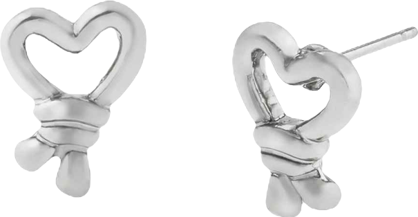 Rhodium Heart Knot Stud Earrings