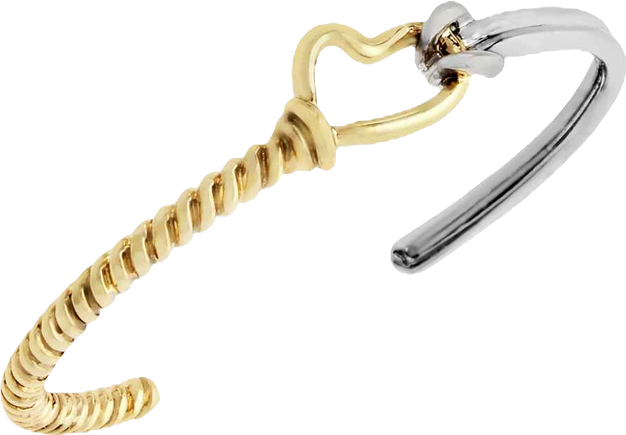 Two Tone Heart Knot Cuff Bracelet